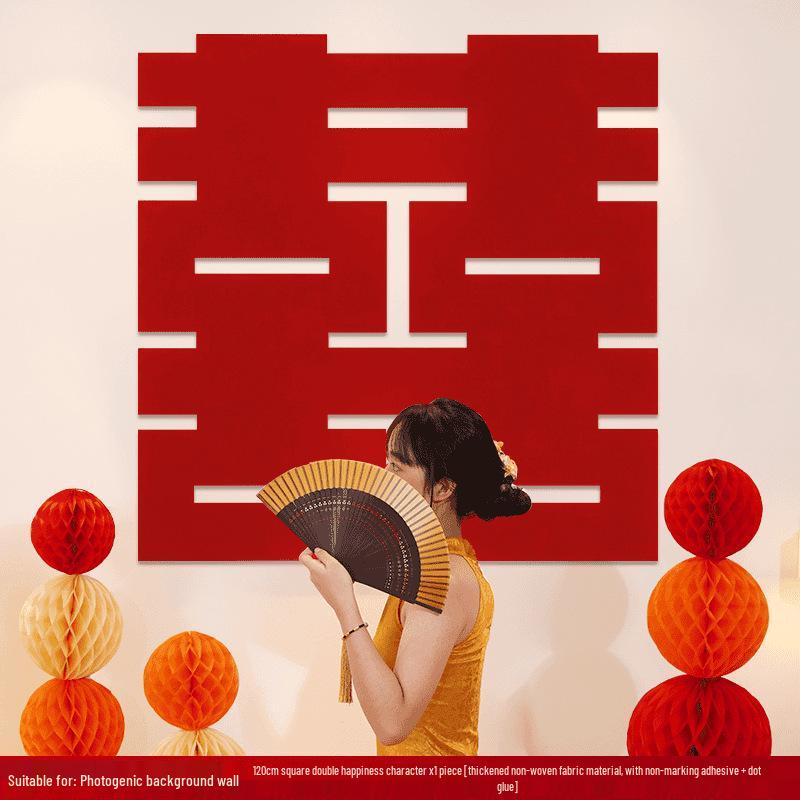 Lot d'autocollants Double Bonheur de Mariage: Décorations de chambre, fenêtre, porte et fiançailles