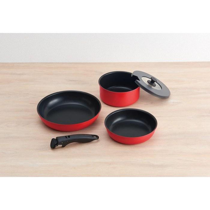 Thermos Durable Series Detachable Fry Pan 5-Piece Set CA Gas Stove Only Bright Red KSC-5A BTR