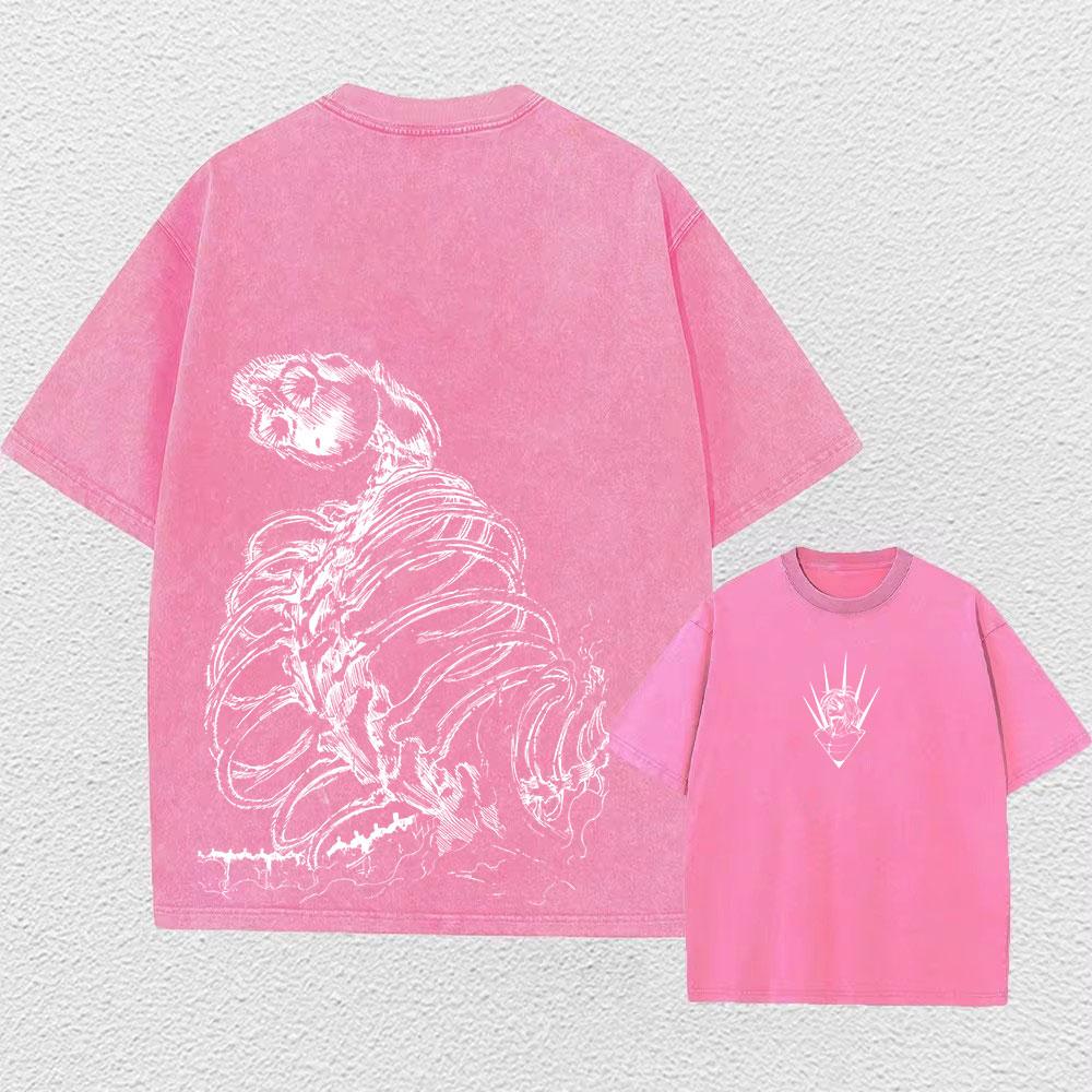 Anime Attack On Titan Washed Tshirts Retro Punk Gothic Cotton Vintage T-Shirt Harajuku Casual Men Short Sleeve Top Tee