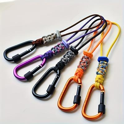 1pc Multifunctional Outdoor Camping Accessory, Durable Braided Rope Keychain with Anti-Loss Strap and Water Bottle Hook Hiking