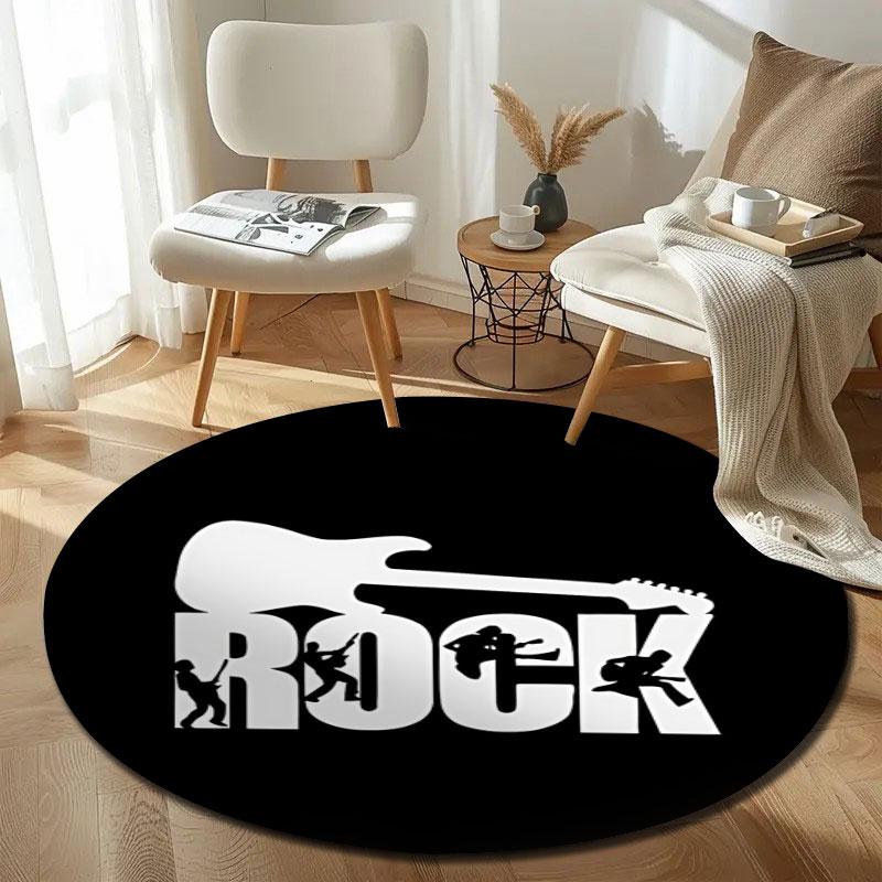Folk Round Rose Multicolor Rug Mat, Non-Slip Floor Mat for Office