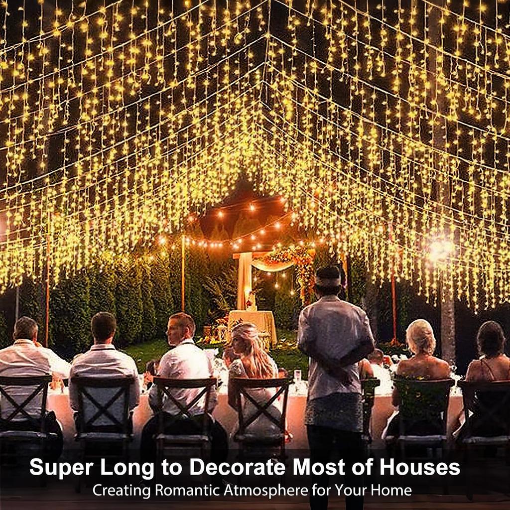 LED Icicle Lights for Outdoor Christmas Decorations,118Ft 1200 LEDs Christmas Fairy Light with Timer&Memory Function,8 Lighting Modes,Plug in hanging
