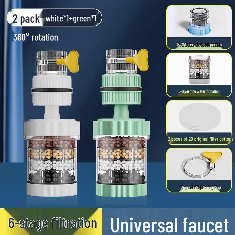 Filtre de Robinet Anti-Éclaboussures Universel & Pommeau de Douche Purificateur pour Cuisine et Dortoir