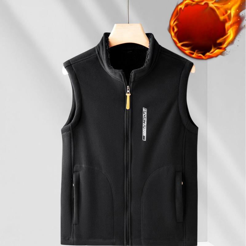 

Мужской тонкий флисовый жилет для активного отдыха, осенне-зимний, свободного кроя, спортивный жилет, куртка из поларфлиса M чёрный