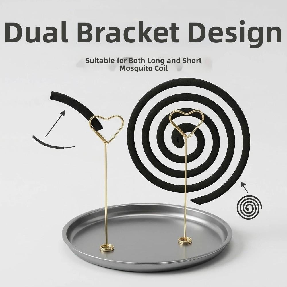 Heart Shape Magnetic Mosquito Coil Holder with Tray Heat-Resistant Gnat Coil Stand Anti-Tip Anti-Scald Incense Clip Living Rooms