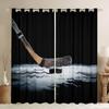 Ice Hockey Curtain Living Room Pucks Sports Ball Games Panel Winter Extreme Sport Theme Curtains Drapes Blackout Polyester Ideal For Sitting