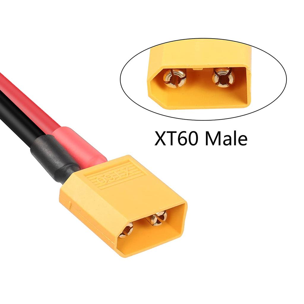 XT60 Male to O-Ring Cable – 1M 12AWG Silicone Wire | Reliable Connections for RC LiPo and FPV Drone Racing | Flexible and Durable