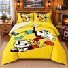 Cuphead Pattern Bedding 3Pcs Set Bed Sheet And Pillowcases For Indoor Bedroom