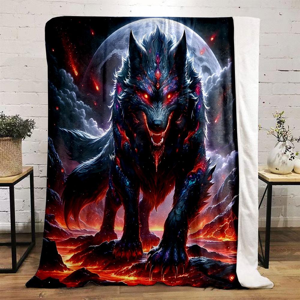 "Cosmic Wolf Under Moonlight" print blanket soft and cozy perfect for the living room bed sofa or a nap,gift