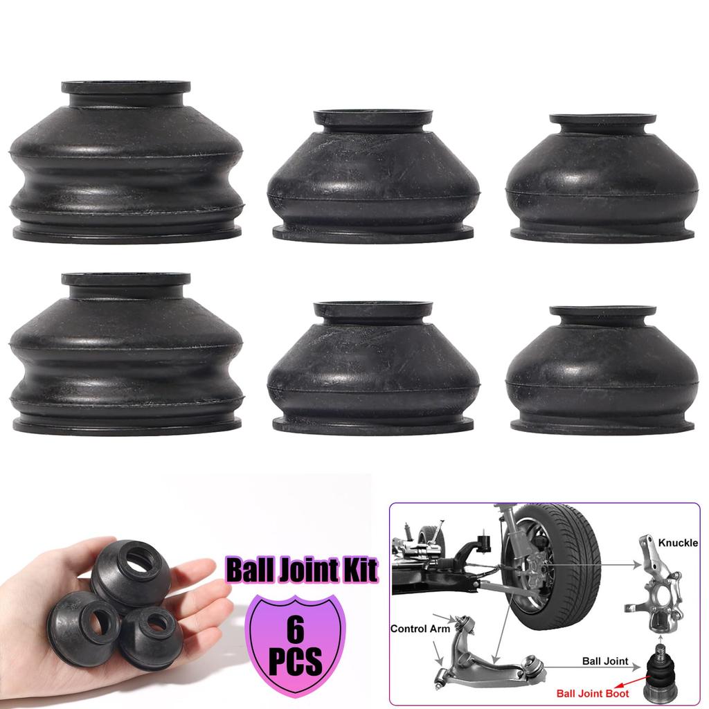 Universal 6pcs Rubber Ball Joint Dust Boot Suspension Steering Boot Cover Tie Rod Linkage
