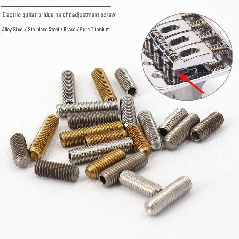 

Electric Guitar Bridge Saddle & Nut Adjustment Screws Alloy Steel - Black - 8mm (6 pcs, with wrench)