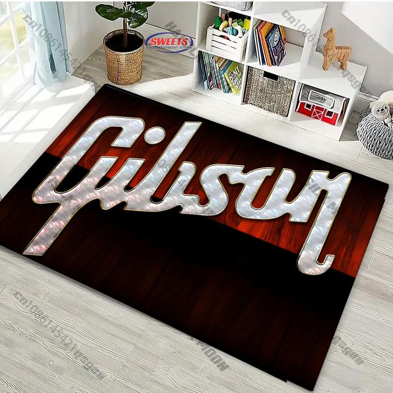 17Stili Tappeto con Stampa Pattern Chitarra G-Gibs0n per Soggiorni Camera da Letto, Divano, Lavabile in Lavatrice Tappetino Regali per Amanti della Musica