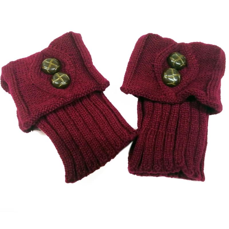 Short Women Crochet Boot Cuffs Socks Topper Gaiters Winter Button Cable Knitted Solid Color Elastic Leg Warmers Gifts