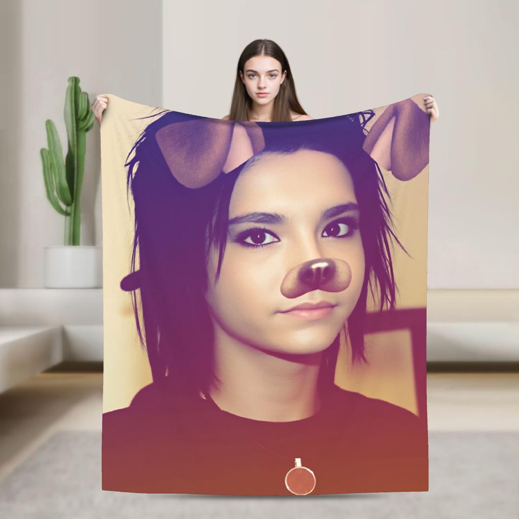 Tom Kaulitz Bill Kaulitz Flannel Blanket Soft Throw Blanket for Outdoor Airplane Travel Street Trend Bedspread Sofa Bed Cover