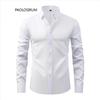 Men's Non-Iron, Anti-Wrinkle Long-Sleeve Cardigan Shirt, Large Size, Stretchable Fabric.