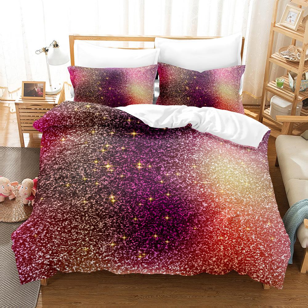 Three-Piece Set Of Colorful Fluorescent Quilt Cover Sheets 3D Digital Bedding