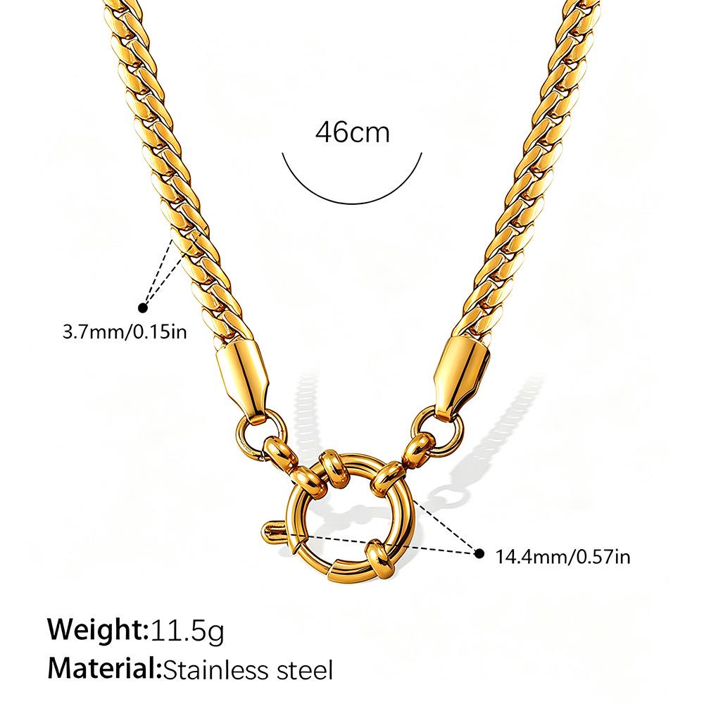 Europäische Retro 18K Gold Halskette für Damen - Hochwertiger schlichter Stil mit vielfältigen Designs und Edelstahlkette