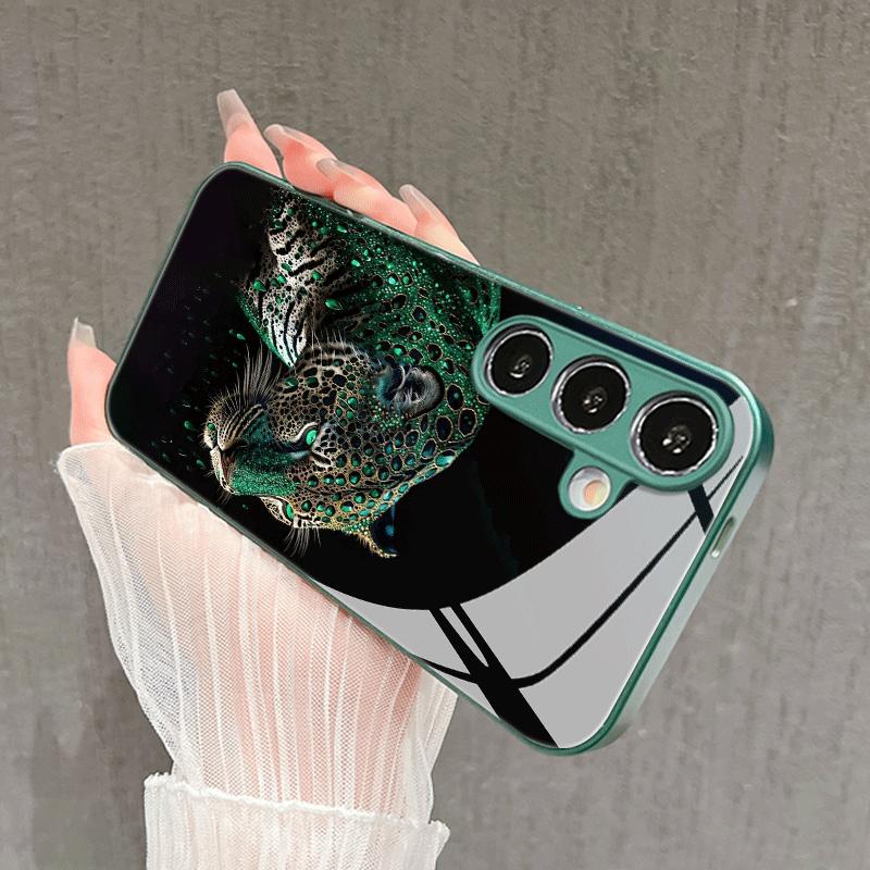 Emerald Green Jaguar Fashion Phone Cases Carcasa Glass Phone Case for Samsung Galaxy S26 S25 S24 S23 S22 FE Ultra Plus Fundas