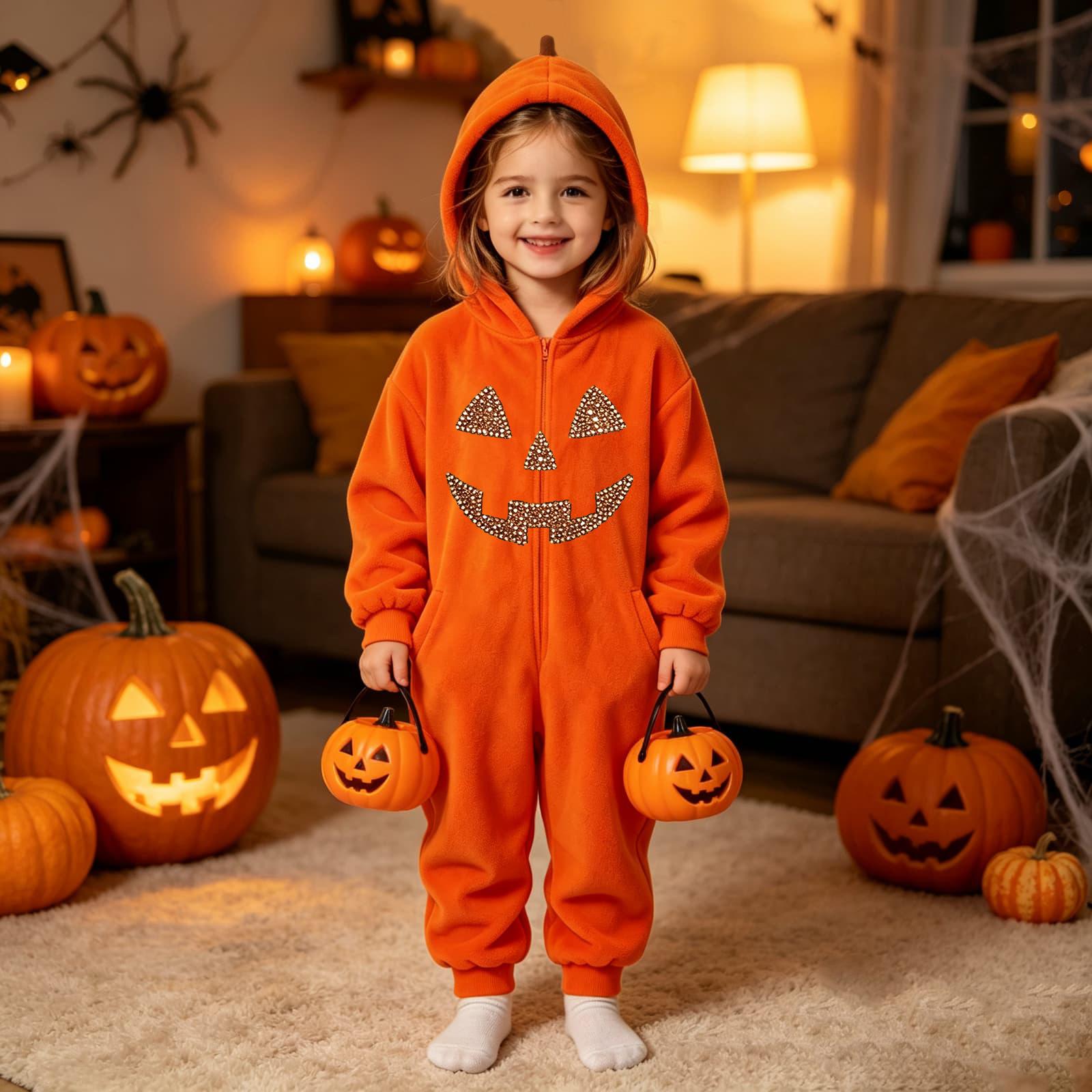Children s Halloween printed flannel jumpsuit home set 150