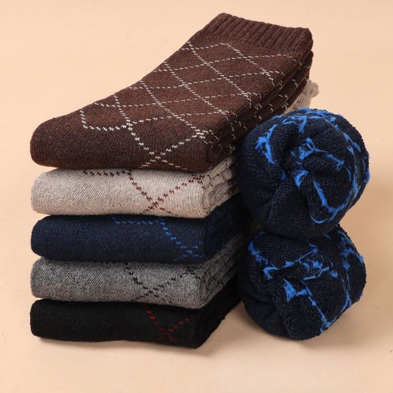 5 Pares Meias de Cano Médio Masculinas Meias Quentes Vintage Meias de Tricô para Inverno