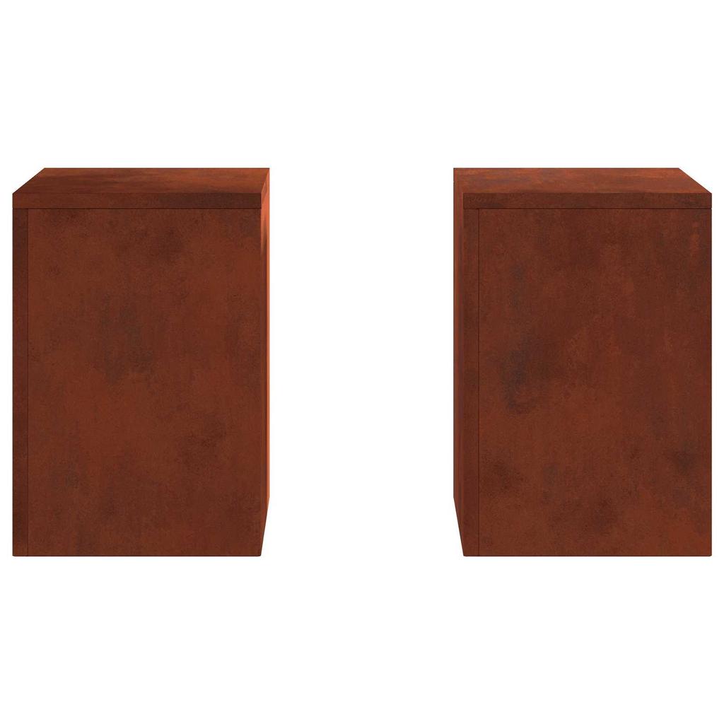 Plant Stand 2 Pcs Rust Colored 24 X 24 X 35 Cm Weatherproof Steel