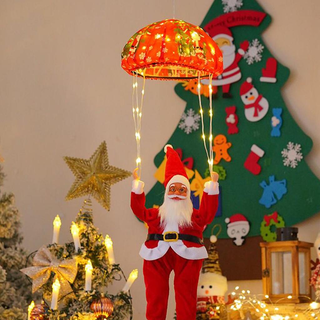 Cute Santa Claus Parachute Solar Decorative Lights 8-Mode LED Outdoor Solar Christmas Lights Waterproof Solar Hanging Lamp
