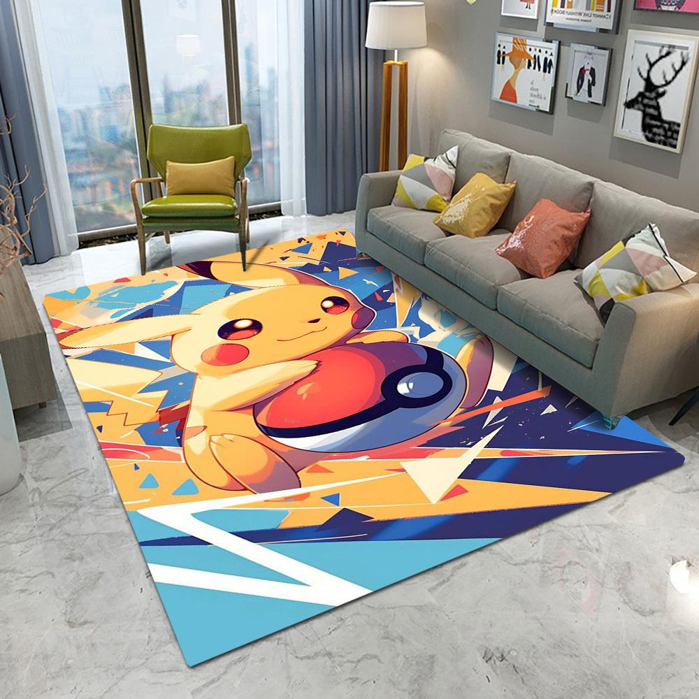 Cute Pikachu Poke Ball Pokemon Carpet Living Room Bedroom Sofa Table Balcony Entrance Rug Non-slip Cartoon Mat Home Decor
