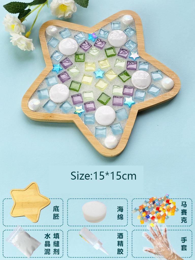 Bamboo Mosaic DIY Coasters Handmade Creative Material for Cup Mat Placemat Mosaic Crystal Craft Tool Kit Kids Gift