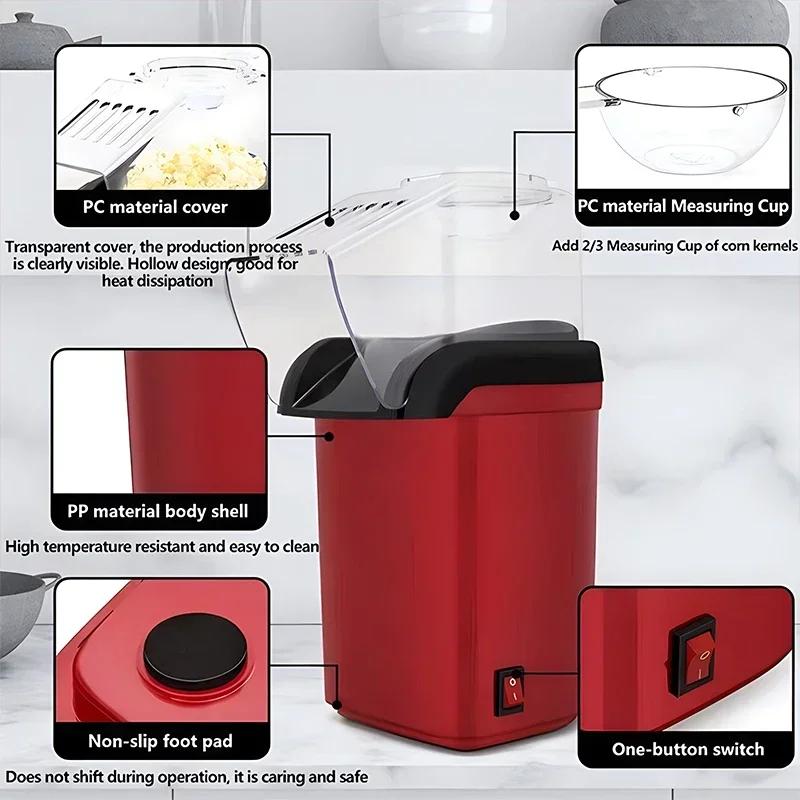 Electric Popcorn Machine Mini Fully Automatic Popcorn Machine Kitchen High Popcorn Rate Quick Production Air Popcorn Machine