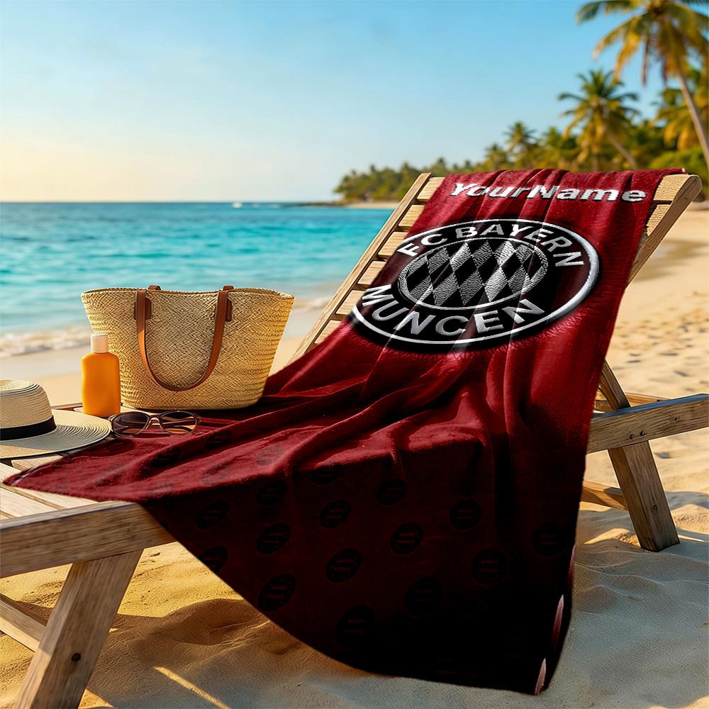 Bayern Munich Personalized Name Beach Towel High Absorbency & Quick-Dry Perfect for Traveling Yoga Camping and Swimming