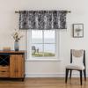 Embroidered Floral Sheer Curtain Panel Kitchen Window Farmhouse Style Short Valance In Black Gray Brown Red Navy