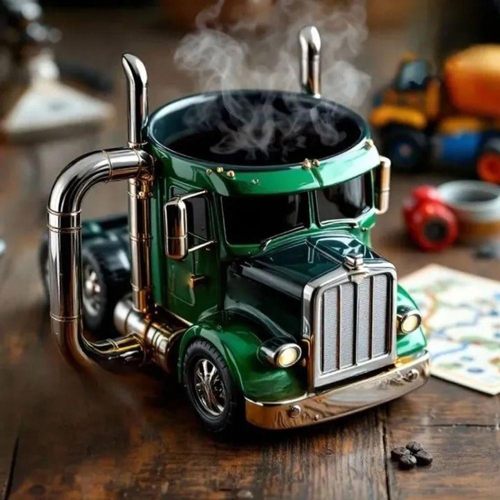 Durable Truck Coffee Mug 11 Ounces Handcrafted Coffee Cup Semi-trailer Shaped Semi Truck Semi-Truck Coffee Mugs Men Coffee Cup