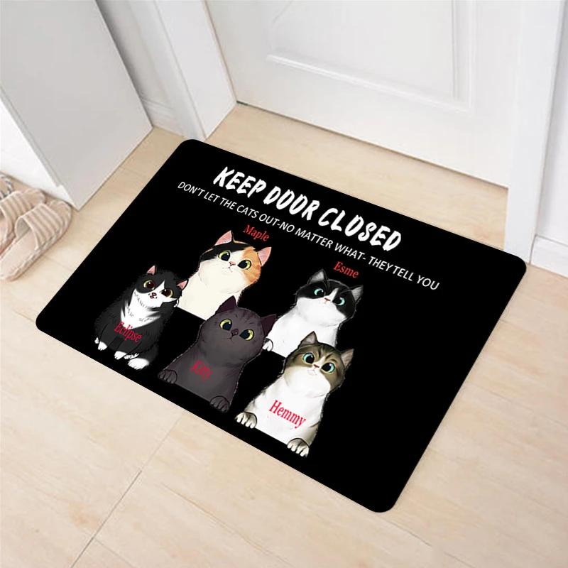 Funny Cute Cat Welcome Doormat Machine Washable Anti-slip Floor Mat Home Decor Living Room Bedroom Kitchen Entrance Foot Mats