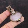 Rose Quartz Pendant Copper Wire Wrapped Pendant Moonstone Gemstone Pendant Wire Wrap Jewelry For Gift Unique Copper Jewelry Handmade Pendant