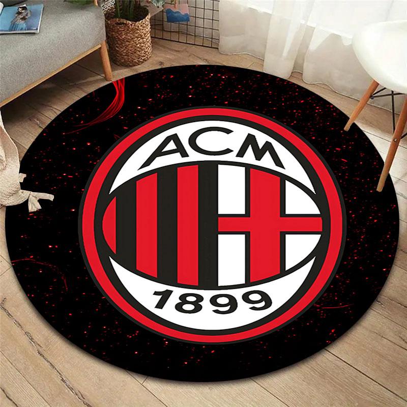 AC Milan Round Area Rug,Carpet Rug for Living Room Bedroom Sofa Playroom Decor,Non-slip Floor Mat