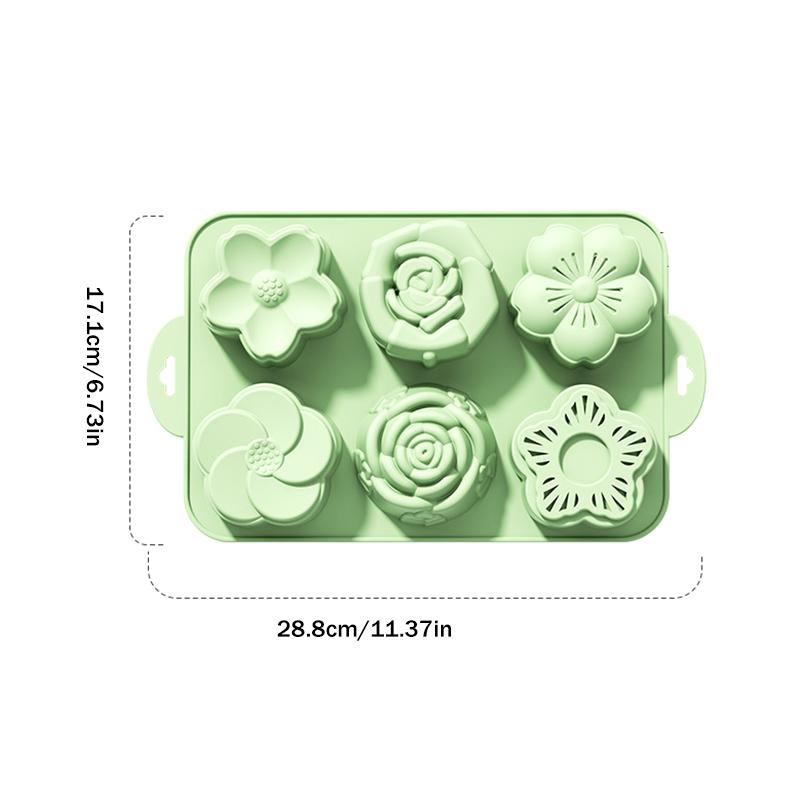 Blumen-Silikonform, 6 Hohlräume, verschiedene Blumenformen, Backformen zur Herstellung von Schokolade, Kuchen, Gelee, hausgemachter Seife, Badebomben