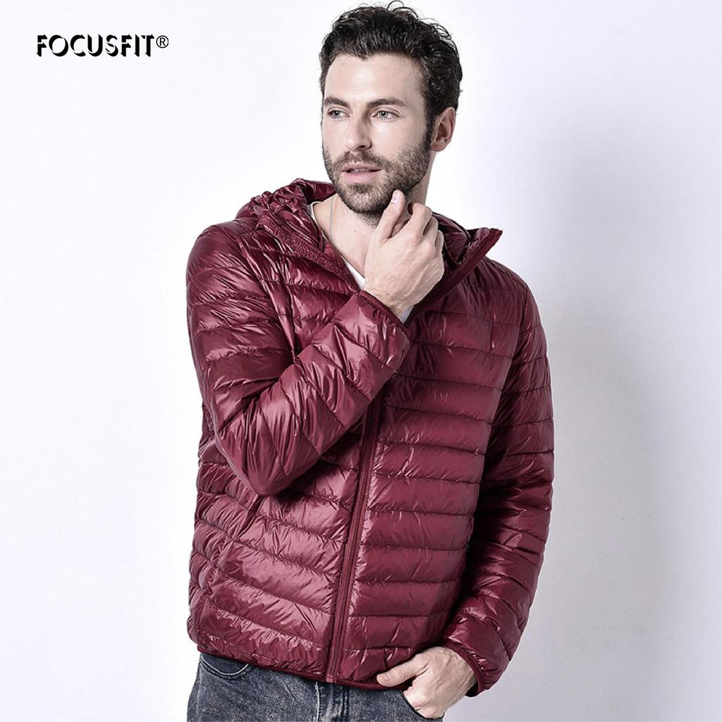 Herbst und Winter Neue leichte Daunenjacke für Herren mit Kapuze und Stehkragen, kurz, ultraleicht, superdünn, große Größe, Jugendport