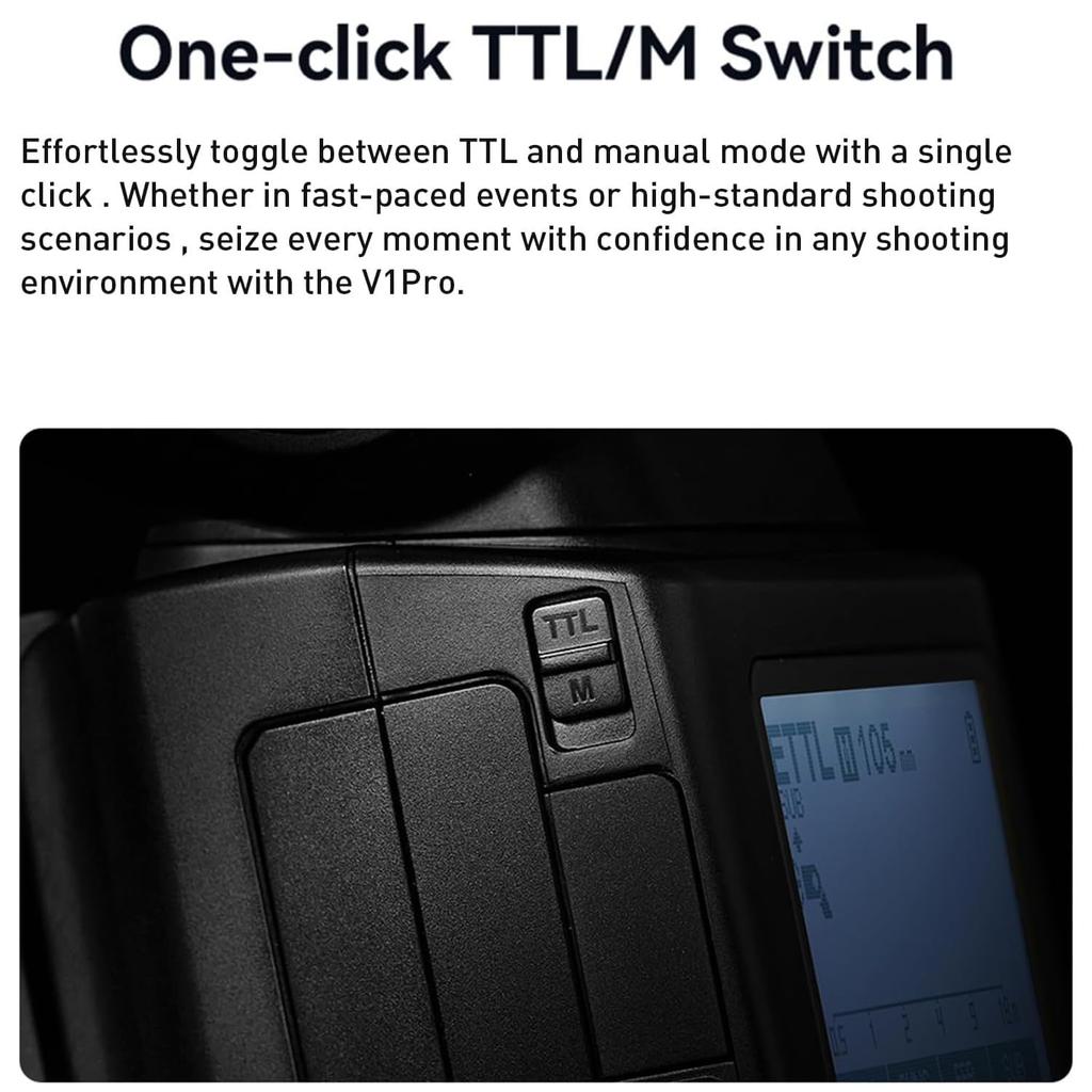 Autorisiertes Godox Kamera-Blitzgerät für 76 Ws TTL 500 Sekunden volle Leistung Recycling 10-stufiges LED-Einstelllicht Pro [Godox Agent] V1Pro-S Sony, 2,4 G