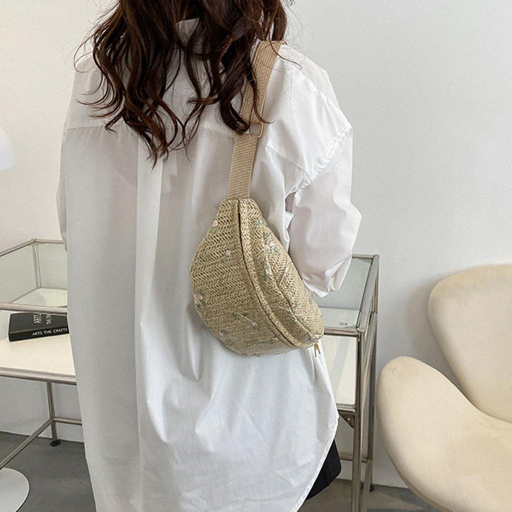 Straw Bag Beach Women Waist Pack Purse Casual Large Belt Bags Pouch Travel Phone Bag Fanny Packs Hip Pockets