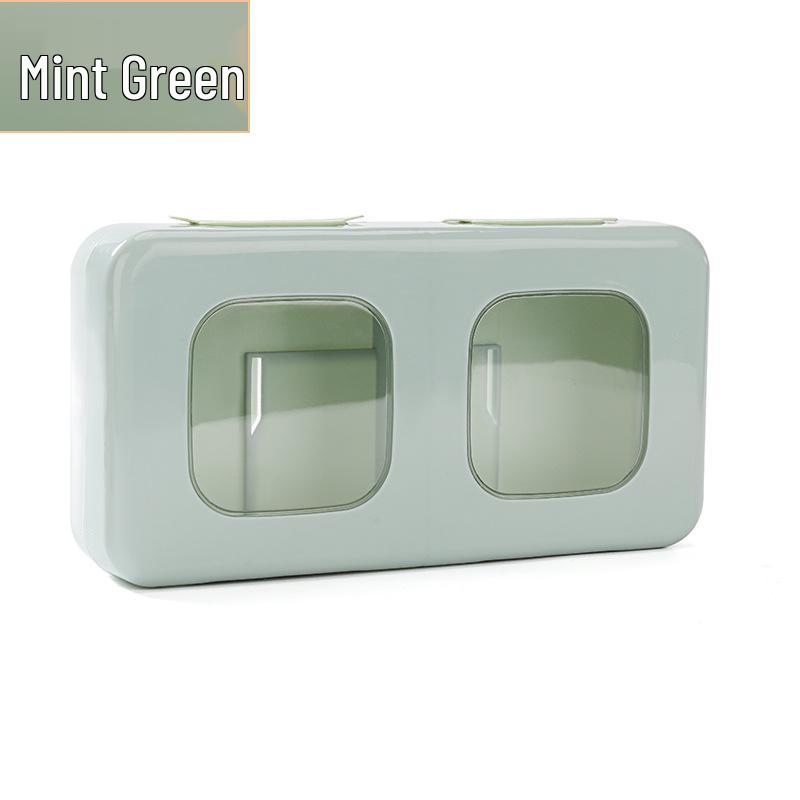

Punch-free Wall-mounted Double-compartment Cling Film Storage Box: Waterproof, Dustproof, with Fresh-keeping Cover and Filter Net.