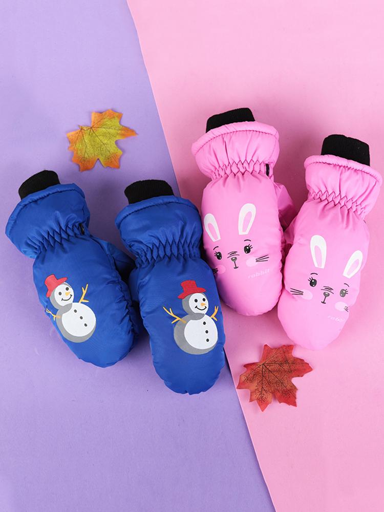 Höst Vinter Baby Handskar Jul Tecknad Tecknad Barn Flicka Pojke Vantar Tjock Fleece Vattentät Barn Helfinger Handskar