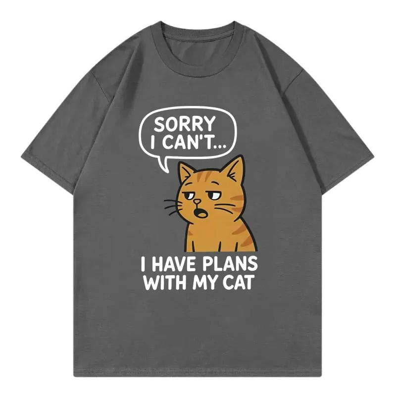 Comfy Cat Lover Funny T Shirt Men Women Clothing High Quality Fashion Oversized Tshirt Summer Casual Cotton Tshirts Streetwear