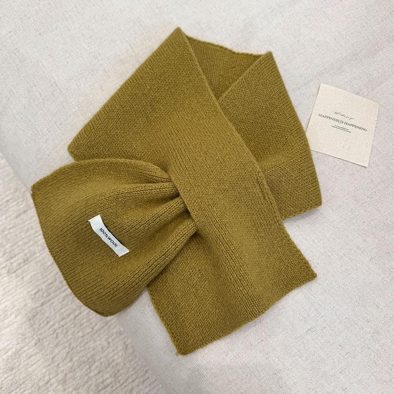 Wool Winter Scarf For Women Warm Triangle Knit Scarves Hijab Solid Lady Shawl Wrap Female Pashmina Bandana Head Scarfs