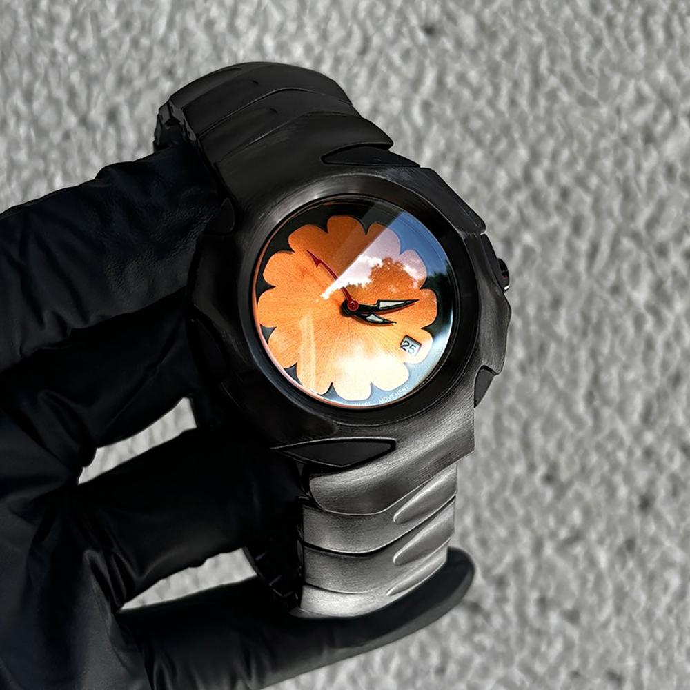 Y2k Design Red Quartz Watch Men Dpecial Blade Personalize High Quality Creative Black Medieval Old Steel Unique Men AAA Clock