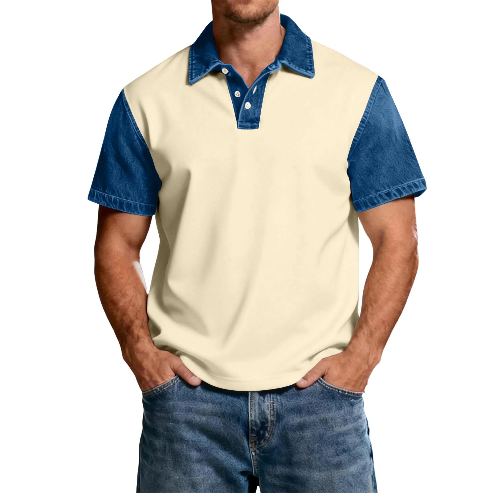 

Мужская повседневная классическая футболка с V-образным вырезом, color-block, легкая, дышащая, с коротким рукавом XL хаки