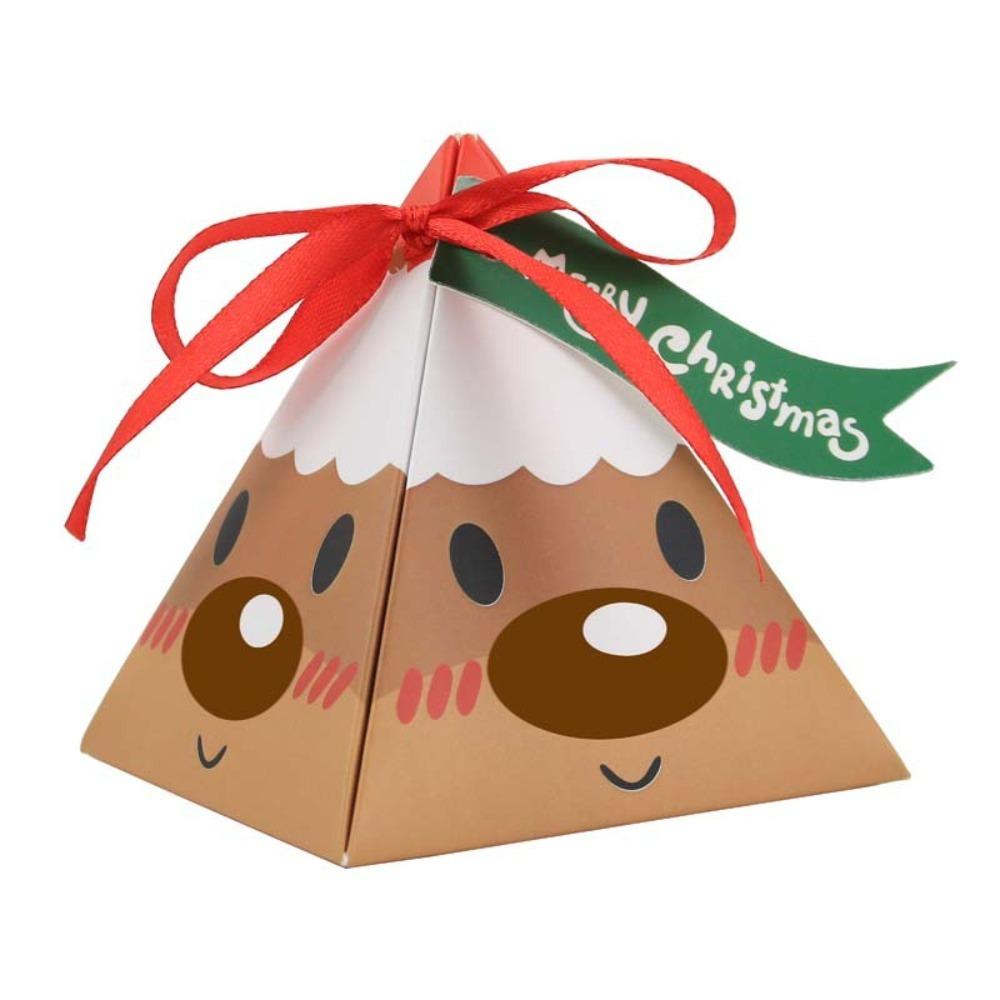 

50Pcs Triangle Christmas Candy Box with Tag Gift Package Boxes Chocolate Packaging Boxes Navidad Elk