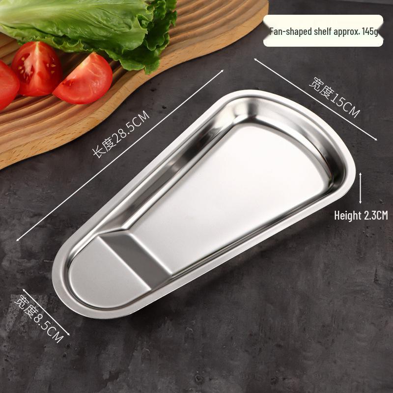 Korean Fan-Shaped Stainless Steel Snack Plate Gold/Silver BBQ Rack Tray for Bread & Steak