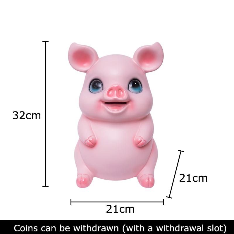 Cute Cartoon Pig Child Savings Jar Creative Piggy Bank Desk Decoration Ornaments Animal Resin Sculpture Room Aesthetic Decor