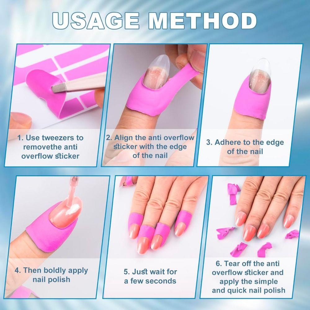 100Pcs U-Shape Nail Polish Stickers Reusable Anti-Overflow Tape Nail Art Tools