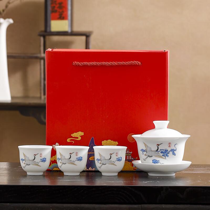 Auspicious Crane Ink Wash Kung Fu Tea Set